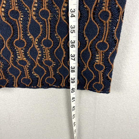 Piazza Sempione Wool Sheath Dress Womens 44 8 Blue Crochet Made in Italy Classic - Picture 5 of 15